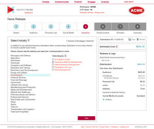 Marketwire Resonate submission screen