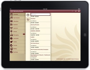 An example of a Las Vegas Sands mobile meeting app built using QuickMobile SnapApp technology