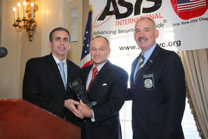 Kevin O'Brien, outgoing Chairman of the NYC ASIS Chapter, NYPD Police Commissioner Raymond Kelly and George Anderson, ASIS Chapter Chairman (left to right)
