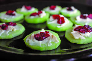 Cranberry Topped Cheese and Cucumber "Crackers"