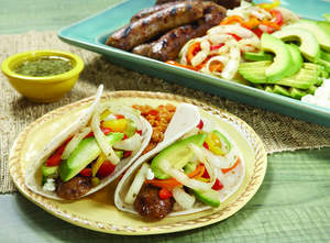 Tacos with Lime Marinated Vidalia Onions and Grilled Italian Sausages
