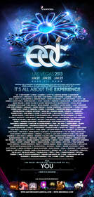 The artist lineup for the sold out 17th annual Electric Daisy Carnival held at Las Vegas Motor Speedway, June 21-23, 2013.