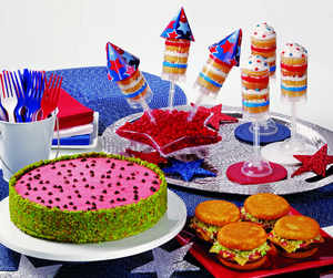 Cool Watermelon Cheesecake, Sweet Sliders and Red, White and Blue Treat Pops