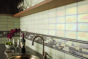 American Olean's Garden Oasis tile collection featuring OceansideGlass Tile brings color, texture and dimension to a room.
