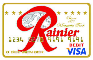 O Bee Credit Union's newest debit card features the original Rainier Beer logo