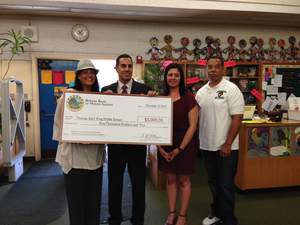 Pictured from left to right: Barona Tribal Councilmember Bonnie LaChappa, Assemblyman Mike Gatto, teacher Claudia Concebida and Principal Mark Naulls.