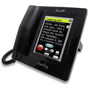 Available for $75.00 on clarityproducts.com, Ensemble is specifically designed for older users and people with hearing loss or low vision.  Simply put, it allows them to read as well as hear conversations.