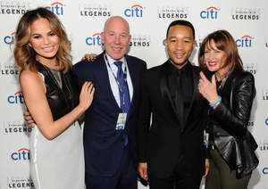 (L-R) Chrissy Teigen, CEO of Citi Cards Jud Linville, John Legend, and Cindy Linville
