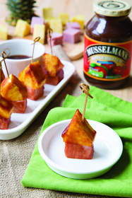 BBQ Sauce-Glazed Pineapple Ham Picks