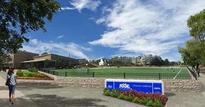 A rendering of the planned field at Rise Academy in Newark
