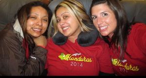 Victoria Gallegos, Jessica Olvera and Marci Tait on flight from Honduras