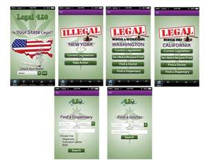Screenshots of the LEGAL 420 App