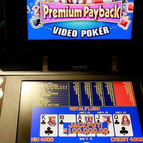 A lucky Placerville woman won a $100,000 video poker slot jackpot at Red Hawk Casino this past weekend.