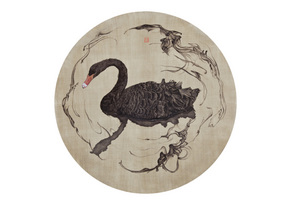 Feng Yichen, Swan, Oil on canvas, Diameter: 120 cm, 2013