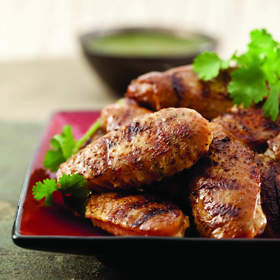Tea-Grilled Chicken Wings
with Hot Green Dipping Sauce
