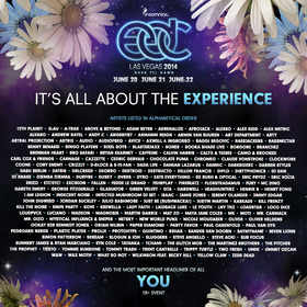 Electric Daisy Carnival, Las Vegas artist festival lineup for the event taking place at Las Vegas Motor Speedway June 20-22, 2014.