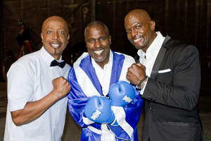 MC Hammer, Carvin Winans, and Terry Crews on the set of 3 Winans Brothers "Move In Me" video shoot