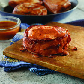 Bacon Pork Chops with BBQ Glaze