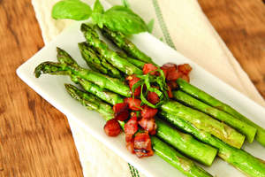 Roasted Asparagus with Pancetta and Shallot Vinaigrette