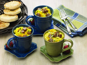 Microwave Sausage, Egg & Potato Scramble