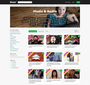 Fiverr category page Music and Audio