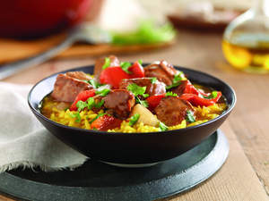 Spanish Pork and Fennel Stew with Saffron Rice