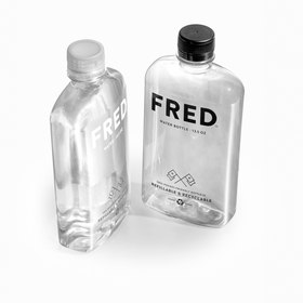 Left to Right: Fred Full and Fred Empty.  Fred, is now also sold empty for filling from free water sources in 13.5 and 20 oz sizes.
