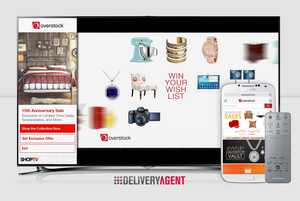 Overstock ad with Delivery Agent t-commerce overlay.