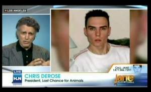 In 2012, Chris DeRose appeared on the Jane Velez show to discuss that many violent offenders start off with cruelty to animals.