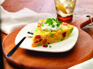 Brown Rice Frittata with Bacon and Edamame