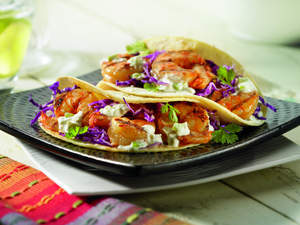 Ceviche-Marinated Grilled Gulf Shrimp Tacos