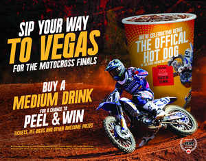Visit Wienerschnitzel to purchase a medium drink featuring a game piece to win one of many prizes!