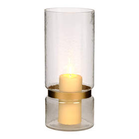 Hammered Glass Hurricane with Gold Band, 12 in. $14.99