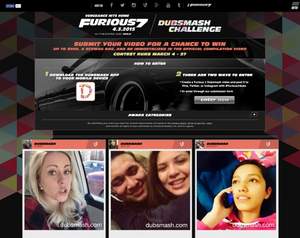 Universal Pictures partnered with Dubsmash in a promotion created by TVGla for Furious 7.