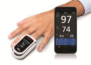 MightySat™ fingertip pulse oximeter provides oxygen saturation (SpO2), pulse rate (PR), perfusion index (PI), and Pleth Variability Index (PVI®).