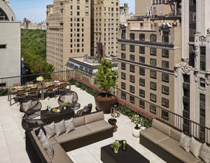 A view of the Quin hotel's new Penthouse Suite terrace, with Central Park beyond.