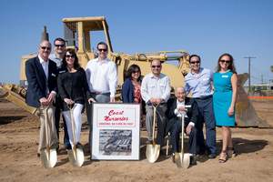 Groundbreaking for Fujimotos' former Coast Nurseries property with (front) Tom Grzywacz, CEO of Storm Industries Inc., and Claudia Grzywacz, daughter of Storm Industries' Founder Walter Storm, with her sons Storm and Clint Bird. Sam Fujimoto (seated) is flanked by sons and daughters-in-law Steve and Joyce Fujimoto and Jon and Victoria Fujimoto. Photo: Brian Minami for Storm Properties.
