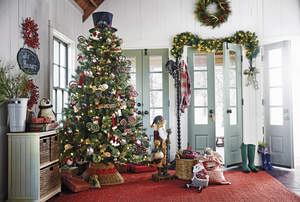 Christmas tree and other festive decorations