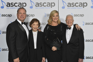 Garth Brooks, former First Lady Rosalynn Carter, ASCAP Voice of Music Award winner Trisha Yearwood, and President Jimmy Carter at the 53rd Annual ASCAP Country Music Awards in Nashville.