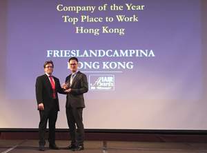 FrieslandCampina (Hong Kong) Limited awarded "Company of the Year - Top Place to Work" at IAIR AWARDS(R) 2016