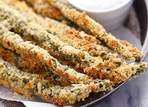 Parmesan Herb Asparagus Fries with Creamy Greek Yogurt Ranch