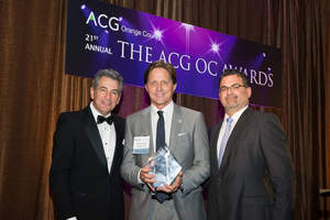 Charles Antis (Middle) post accepting the award for Corporate Responsibility. Standing with Guy Marsala (Left), and Rod Pierce (Right).
