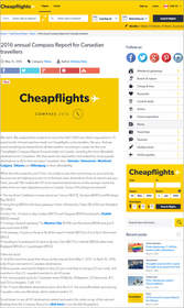 Cheapflights.ca 2016 annual Compass Report for Canadian travellers, most affordable destinations