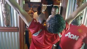 Man Utd fan celebrate the FA Cup Champion's victory