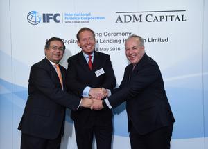 From left to right: Vivek Pathak, IFC Director for East Asia & the Pacific; Christopher Botsford, Joint Chief Investment Officer of ADM Capital; Marcos Brujis, IFC Director of Financial Institutions Group