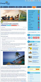 Cheapflights.com Top 10 beachside campsites,tips for beach camping,how to fly with camp gear