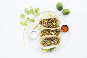 Snap Kitchen's New Slow Roasted Brisket Tacos feature tender brisket meat, roasted poblano peppers and zucchini, wrapped up in a delicious cassava and coconut tortilla from Siete Family Foods in Austin.