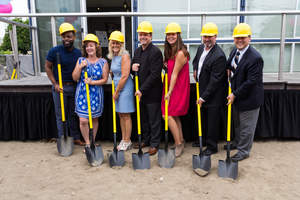 From left to right: Gerald Turner, Volunteers of America; Laura Yorba, LCY Designs; Donna Gallup, American Family Housing; Paul Zaleski, SVA Architects, Lisa Sharpe, GrowthPoint Structures; Eric Engheben, GrowthPoint Structures; Charlie Kobayashi, Del Amo Construction. Photo Credit: Edward Eugene Oliver Photography