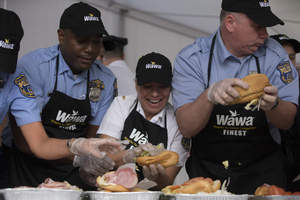 Police and Firefighters compete each year in Wawa's Hoagies For Heroes contest to benefit the charities of their choice.