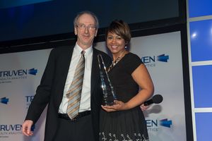 Mike Boswood (left), president and CEO of Truven Health Analytics, an IBM Company, with Dr. Denise Hines, Executive Director, Georgia Health Information Network (GaHIN).